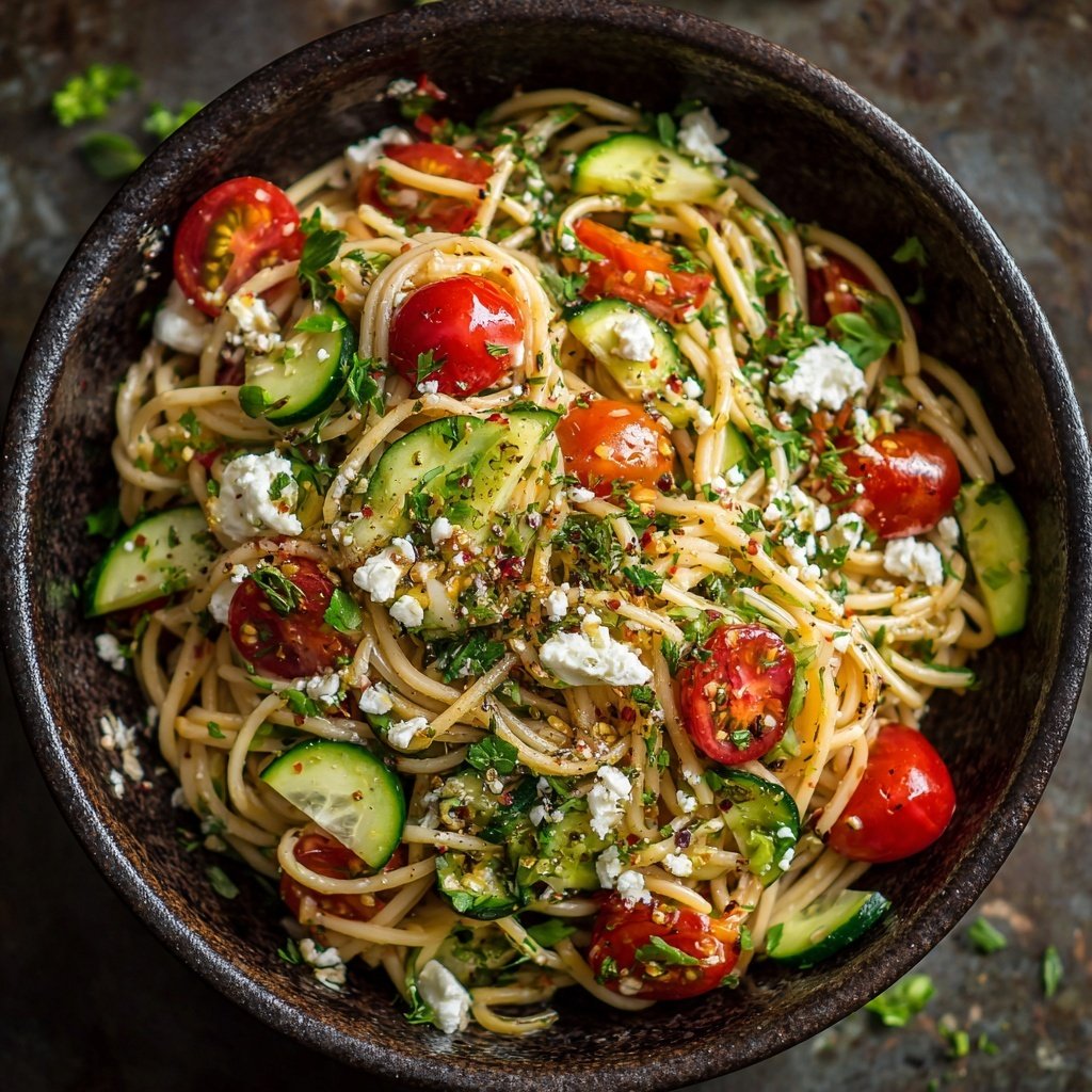 Mediterraner Nudelsalat Mit Gurken