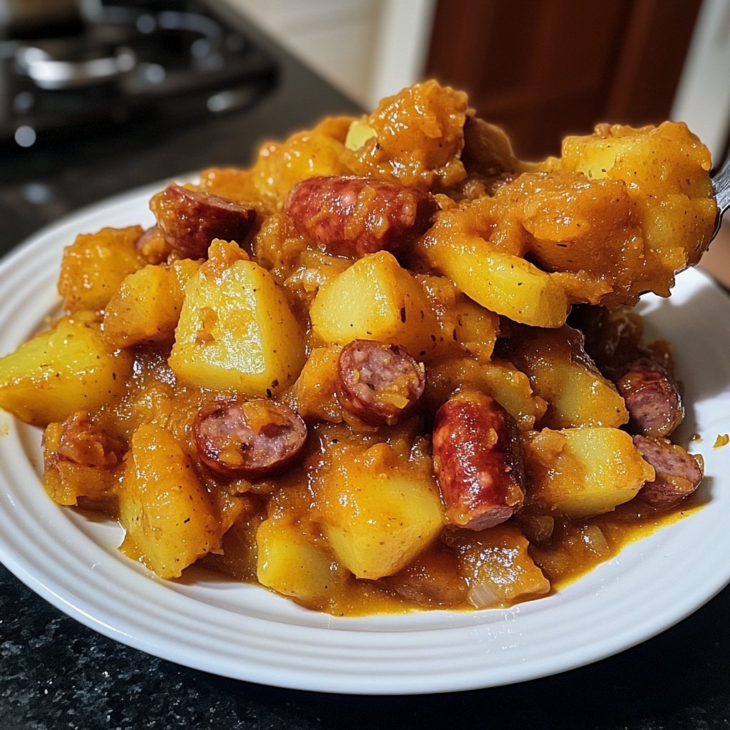Kartoffelgulasch mit Würstchen