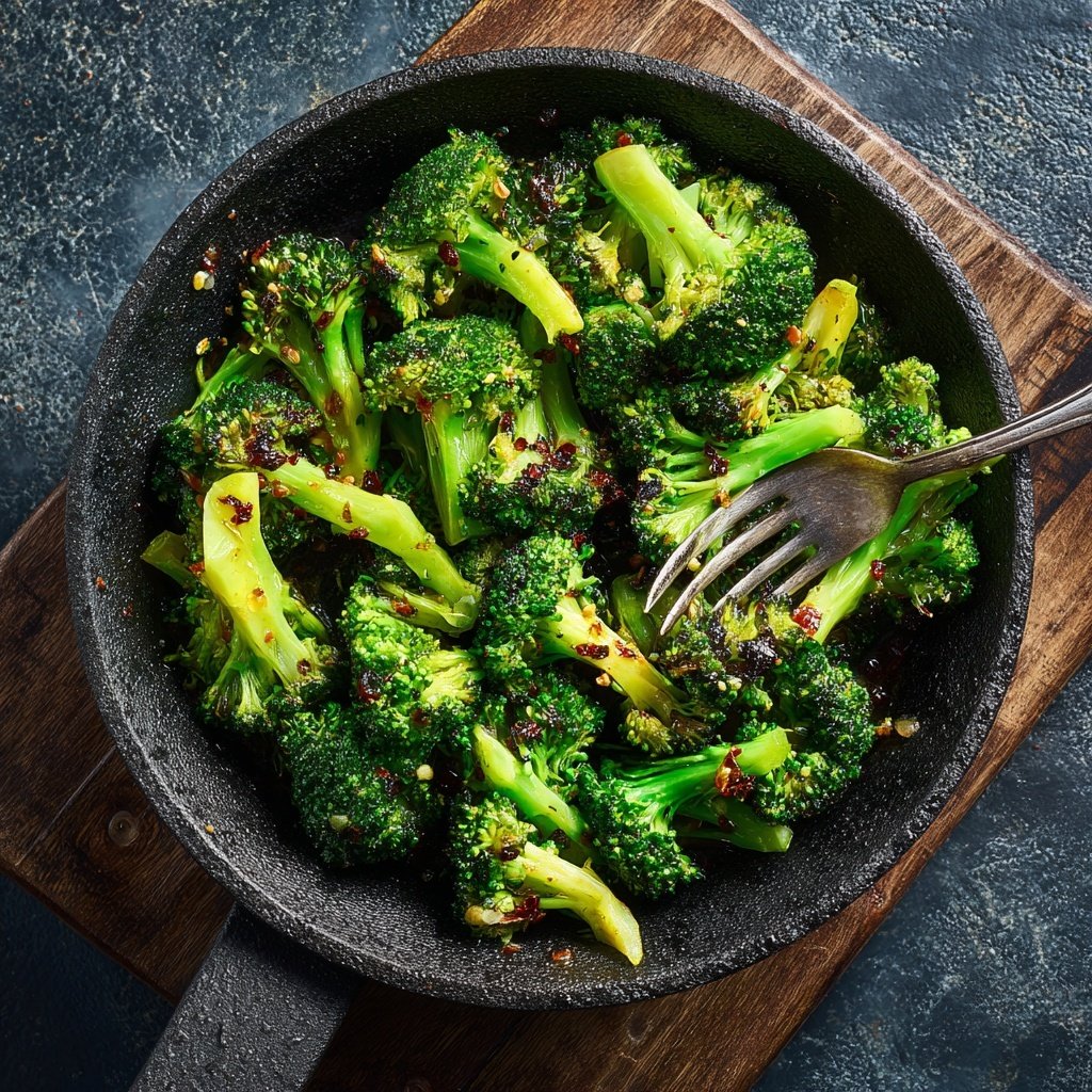 Brokkoli Pfanne Mit Knoblauch Öl