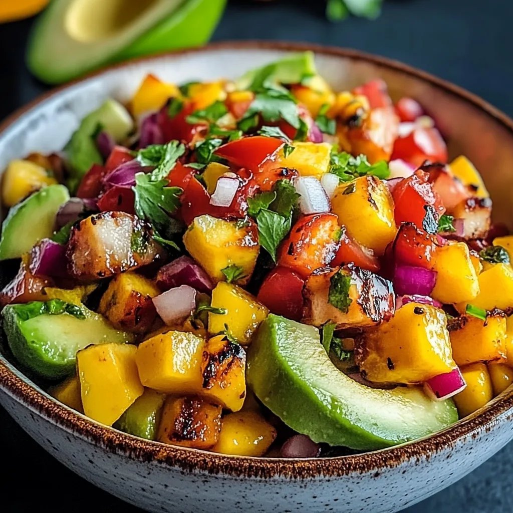 Garnelen-Avocado-Bowl mit Mangosalsa und Limetten-Chili-Sauce